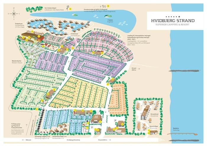 Plattegrond camping Hvidbjerg Denemarken