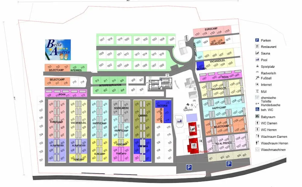Plattegrond Camping Bella Austria